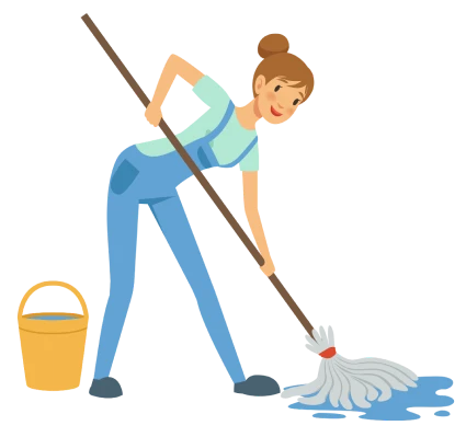 Vector of Gloucester Cleaners cleaning with a mop